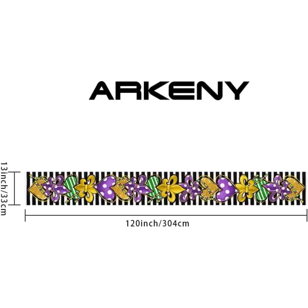 ARKENY Mardi Gras Carnival Placemats 12x18 Inches Set of 4 Fleur De Lis Seasonal Farmhouse Burlap Stripe Indoor Kitchen Dining Table Decorations for Home Party AP35518Multi Color Table Runner  13X120