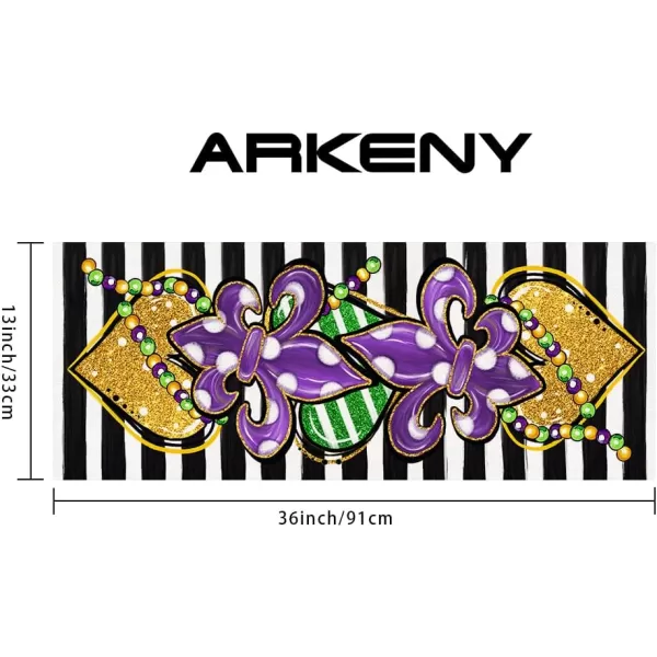 ARKENY Mardi Gras Carnival Placemats 12x18 Inches Set of 4 Fleur De Lis Seasonal Farmhouse Burlap Stripe Indoor Kitchen Dining Table Decorations for Home Party AP35518Purple Table Runner  13X36