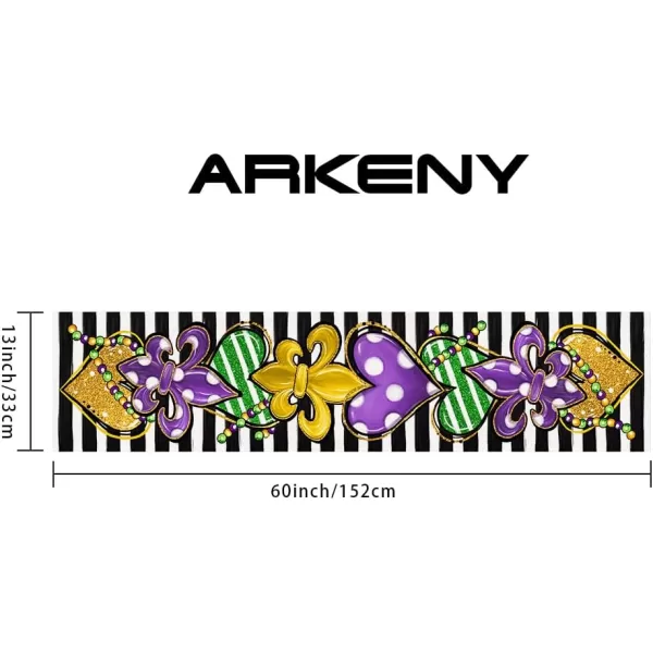 ARKENY Mardi Gras Carnival Placemats 12x18 Inches Set of 4 Fleur De Lis Seasonal Farmhouse Burlap Stripe Indoor Kitchen Dining Table Decorations for Home Party AP35518Purple Table Runner  13X60