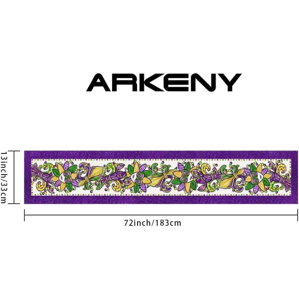 ARKENY Mardi Gras Carnival Placemats 12x18 Inches Set of 4 Mask Beads Purple Seasonal Farmhouse Burlap Indoor Kitchen Dining Table Decorations for Home Party AP5524Purple Table Runner  13X72