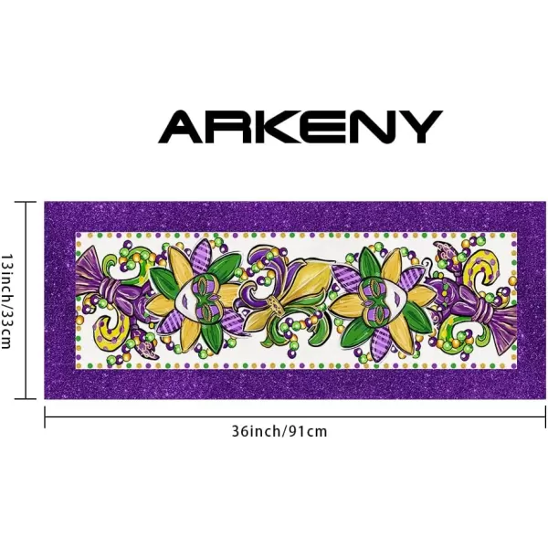 ARKENY Mardi Gras Carnival Placemats 12x18 Inches Set of 4 Mask Beads Purple Seasonal Farmhouse Burlap Indoor Kitchen Dining Table Decorations for Home Party AP5524Purple Table Runner  13X36