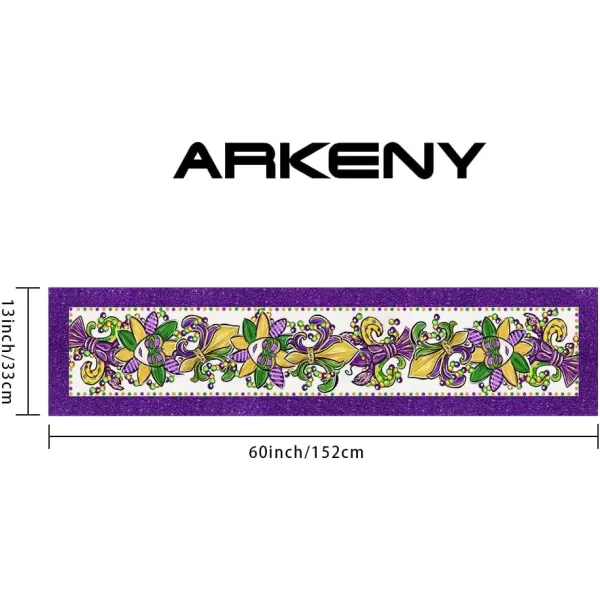 ARKENY Mardi Gras Carnival Placemats 12x18 Inches Set of 4 Mask Beads Purple Seasonal Farmhouse Burlap Indoor Kitchen Dining Table Decorations for Home Party AP5524Purple Table Runner  13X60