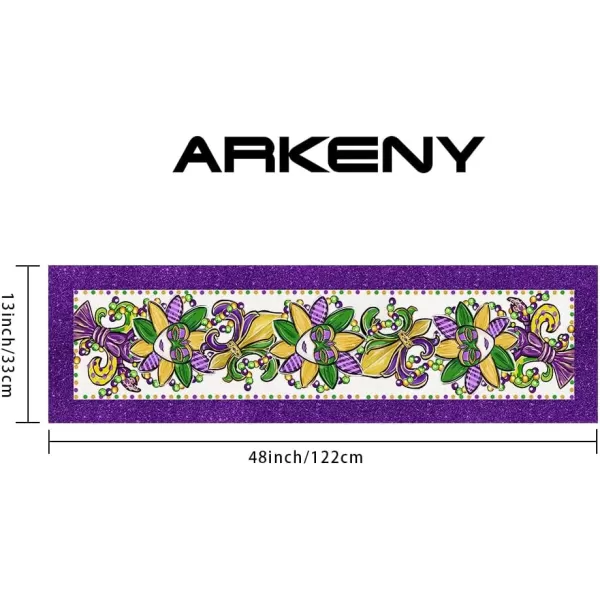 ARKENY Mardi Gras Carnival Placemats 12x18 Inches Set of 4 Mask Beads Purple Seasonal Farmhouse Burlap Indoor Kitchen Dining Table Decorations for Home Party AP5524Purple Table Runner  13X48