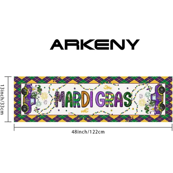 ARKENY Mardi Gras Carnival Placemats 12x18 Inches Set of 4 Truck Dwarf Fleur De Lis Seasonal Farmhouse Burlap Indoor Kitchen Dining Table Decorations for Home Party AP51318Purple Table Runner  13X48