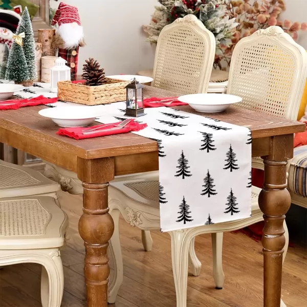 ARKENY Merry Christmas Pink Placemats 12x18 Inches Set of 4Xmas Tree Winter Seasonal Burlap Gloden Farmhouse Indoor Kitchen Dining Table Holiday Decoration for Home Party AP48018Black Table Runner  13X72