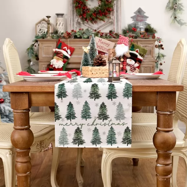 ARKENY Merry Christmas Pink Placemats 12x18 Inches Set of 4Xmas Tree Winter Seasonal Burlap Gloden Farmhouse Indoor Kitchen Dining Table Holiday Decoration for Home Party AP48018Green Color Table Runner  13X72