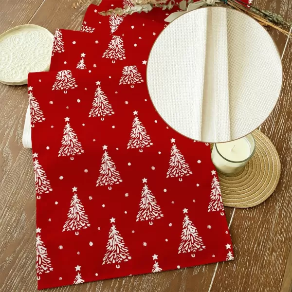 ARKENY Merry Christmas Pink Placemats 12x18 Inches Set of 4Xmas Tree Winter Seasonal Burlap Gloden Farmhouse Indoor Kitchen Dining Table Holiday Decoration for Home Party AP48018Red Color Table Runner  13X72