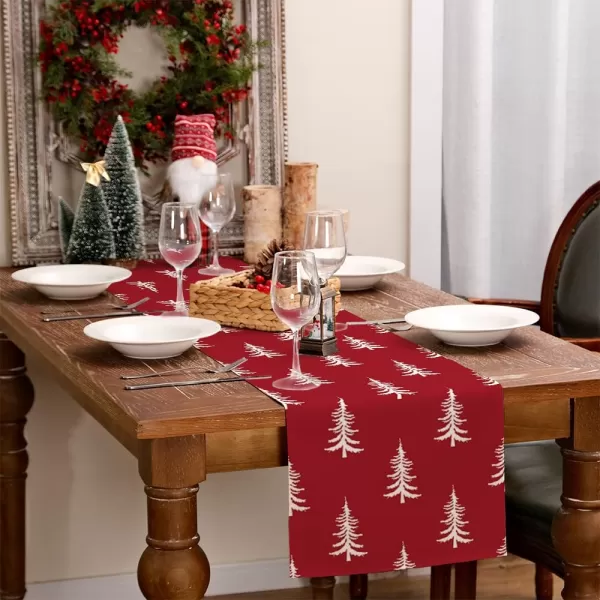 ARKENY Merry Christmas Pink Placemats 12x18 Inches Set of 4Xmas Tree Winter Seasonal Burlap Gloden Farmhouse Indoor Kitchen Dining Table Holiday Decoration for Home Party AP48018Red Table Runner  13X72