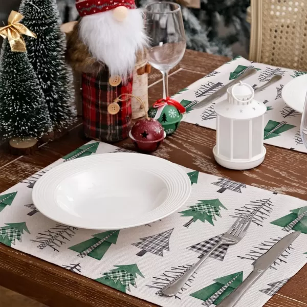 ARKENY Merry Christmas Pink Placemats 12x18 Inches Set of 4Xmas Tree Winter Seasonal Burlap Gloden Farmhouse Indoor Kitchen Dining Table Holiday Decoration for Home Party AP48018Multicolor Placemats Set of 4  12X18