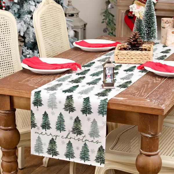 ARKENY Merry Christmas Pink Placemats 12x18 Inches Set of 4Xmas Tree Winter Seasonal Burlap Gloden Farmhouse Indoor Kitchen Dining Table Holiday Decoration for Home Party AP48018Green Color Table Runner  13X72