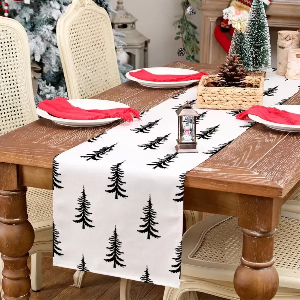 ARKENY Merry Christmas Pink Placemats 12x18 Inches Set of 4Xmas Tree Winter Seasonal Burlap Gloden Farmhouse Indoor Kitchen Dining Table Holiday Decoration for Home Party AP48018Black Table Runner  13X72