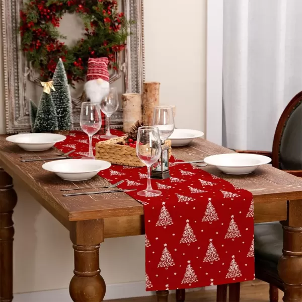 ARKENY Merry Christmas Pink Placemats 12x18 Inches Set of 4Xmas Tree Winter Seasonal Burlap Gloden Farmhouse Indoor Kitchen Dining Table Holiday Decoration for Home Party AP48018Red Color Table Runner  13X72