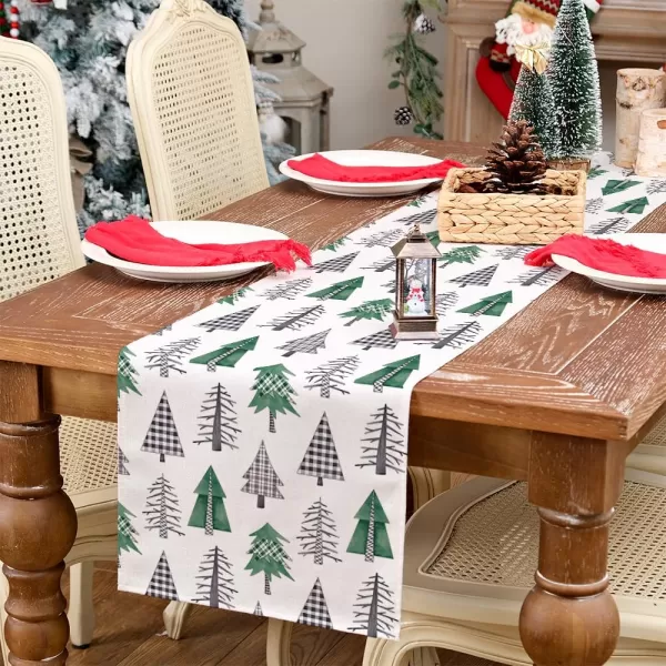 ARKENY Merry Christmas Pink Placemats 12x18 Inches Set of 4Xmas Tree Winter Seasonal Burlap Gloden Farmhouse Indoor Kitchen Dining Table Holiday Decoration for Home Party AP48018Multi Color Table Runner  13X72