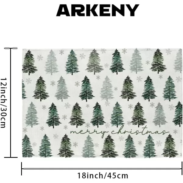 ARKENY Merry Christmas Pink Placemats 12x18 Inches Set of 4Xmas Tree Winter Seasonal Burlap Gloden Farmhouse Indoor Kitchen Dining Table Holiday Decoration for Home Party AP48018Green Color Placemats Set of 4  12X18