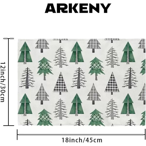 ARKENY Merry Christmas Pink Placemats 12x18 Inches Set of 4Xmas Tree Winter Seasonal Burlap Gloden Farmhouse Indoor Kitchen Dining Table Holiday Decoration for Home Party AP48018Multicolor Placemats Set of 4  12X18