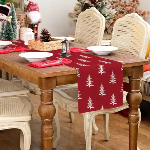 ARKENY Merry Christmas Pink Placemats 12x18 Inches Set of 4Xmas Tree Winter Seasonal Burlap Gloden Farmhouse Indoor Kitchen Dining Table Holiday Decoration for Home Party AP48018Red Table Runner  13X72