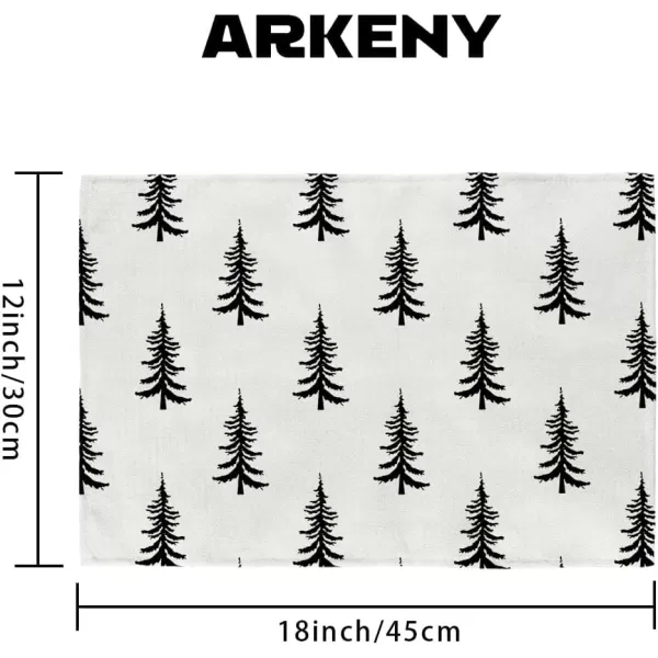 ARKENY Merry Christmas Pink Placemats 12x18 Inches Set of 4Xmas Tree Winter Seasonal Burlap Gloden Farmhouse Indoor Kitchen Dining Table Holiday Decoration for Home Party AP48018Black Placemats Set of 4  12X18