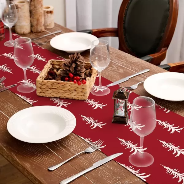 ARKENY Merry Christmas Pink Placemats 12x18 Inches Set of 4Xmas Tree Winter Seasonal Burlap Gloden Farmhouse Indoor Kitchen Dining Table Holiday Decoration for Home Party AP48018Red Table Runner  13X72