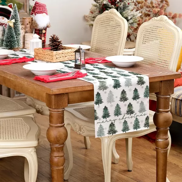 ARKENY Merry Christmas Pink Placemats 12x18 Inches Set of 4Xmas Tree Winter Seasonal Burlap Gloden Farmhouse Indoor Kitchen Dining Table Holiday Decoration for Home Party AP48018Green Color Table Runner  13X72