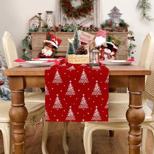 ARKENY Merry Christmas Pink Placemats 12x18 Inches Set of 4Xmas Tree Winter Seasonal Burlap Gloden Farmhouse Indoor Kitchen Dining Table Holiday Decoration for Home Party AP48018Red Color Table Runner  13X72