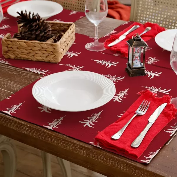 ARKENY Merry Christmas Pink Placemats 12x18 Inches Set of 4Xmas Tree Winter Seasonal Burlap Gloden Farmhouse Indoor Kitchen Dining Table Holiday Decoration for Home Party AP48018Red Placemats Set of 6  12X18