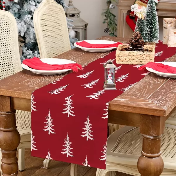 ARKENY Merry Christmas Pink Placemats 12x18 Inches Set of 4Xmas Tree Winter Seasonal Burlap Gloden Farmhouse Indoor Kitchen Dining Table Holiday Decoration for Home Party AP48018Red Table Runner  13X72