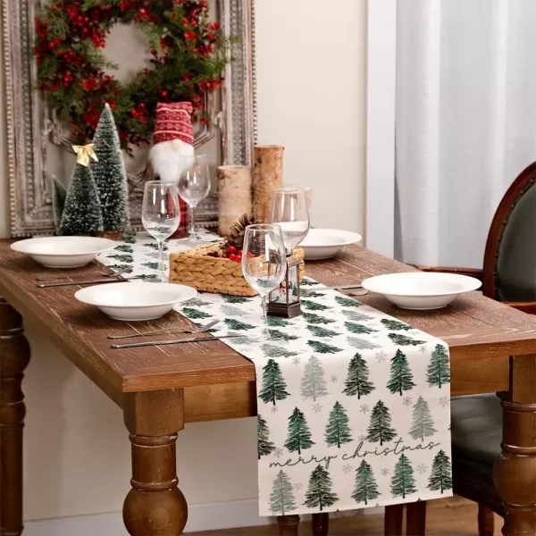 ARKENY Merry Christmas Pink Placemats 12x18 Inches Set of 4Xmas Tree Winter Seasonal Burlap Gloden Farmhouse Indoor Kitchen Dining Table Holiday Decoration for Home Party AP48018Green Color Table Runner  13X72