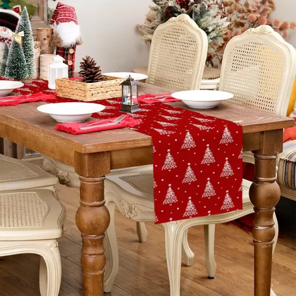 ARKENY Merry Christmas Pink Placemats 12x18 Inches Set of 4Xmas Tree Winter Seasonal Burlap Gloden Farmhouse Indoor Kitchen Dining Table Holiday Decoration for Home Party AP48018Red Color Table Runner  13X72