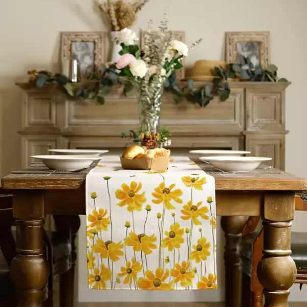 ARKENY Spring Summer Flower Bee Table Runner 13x72 InchesSeasonal Burlap Farmhouse Indoor Kitchen Dining Table Decoration for Home Partytable runner 13X90