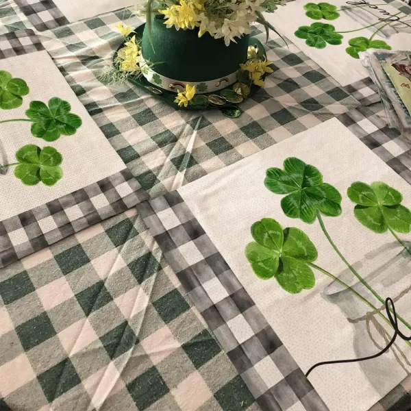 ARKENY St Patricks Day Green Shamrock Placemats 12X18 Inches Set of 4 Buffalo Plaid Vase Spring Seasonal Holiday Decor for Dining Table Indoor Home Farmhouse Tabletop Decoration AP253placemats 12X18