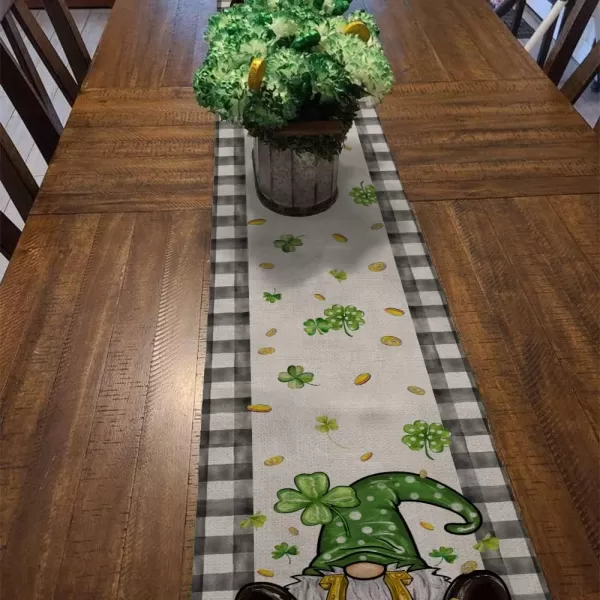 ARKENY St Patricks Day Green Shamrock Placemats 12X18 Inches Set of 4 Buffalo Plaid Vase Spring Seasonal Holiday Decor for Dining Table Indoor Home Farmhouse Tabletop Decoration AP253table runner 13X72