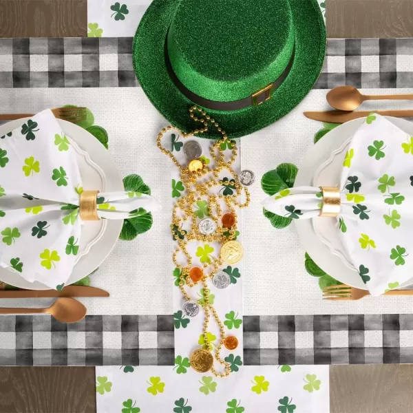 ARKENY St Patricks Day Green Shamrock Placemats 12X18 Inches Set of 4 Buffalo Plaid Vase Spring Seasonal Holiday Decor for Dining Table Indoor Home Farmhouse Tabletop Decoration AP253placemats 12X18