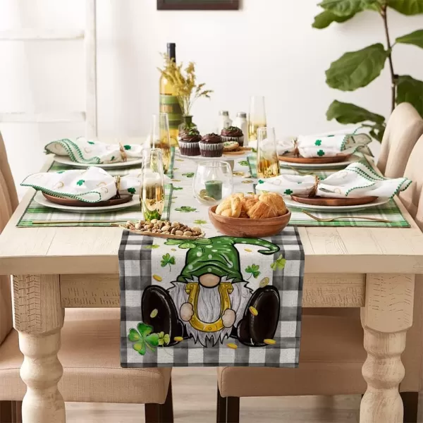 ARKENY St Patricks Day Green Shamrock Placemats 12X18 Inches Set of 4 Buffalo Plaid Vase Spring Seasonal Holiday Decor for Dining Table Indoor Home Farmhouse Tabletop Decoration AP253table runner 13X72