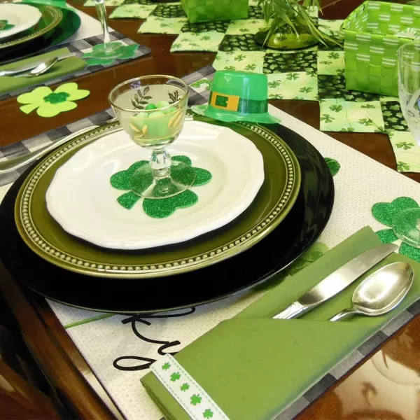 ARKENY St Patricks Day Green Shamrock Placemats 12X18 Inches Set of 4 Buffalo Plaid Vase Spring Seasonal Holiday Decor for Dining Table Indoor Home Farmhouse Tabletop Decoration AP253placemats 12X18