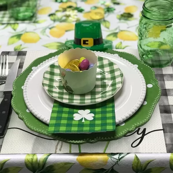 ARKENY St Patricks Day Green Shamrock Placemats 12X18 Inches Set of 4 Buffalo Plaid Vase Spring Seasonal Holiday Decor for Dining Table Indoor Home Farmhouse Tabletop Decoration AP253placemats 12X18