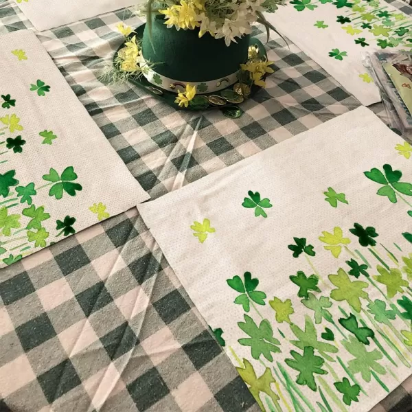 ARKENY St Patricks Day Green Shamrock Placemats 12X18 Inches Set of 4 Spring Seasonal Holiday Decor for Dining Table Indoor Home Farmhouse Tabletop Decoration AP252placemats 12X18