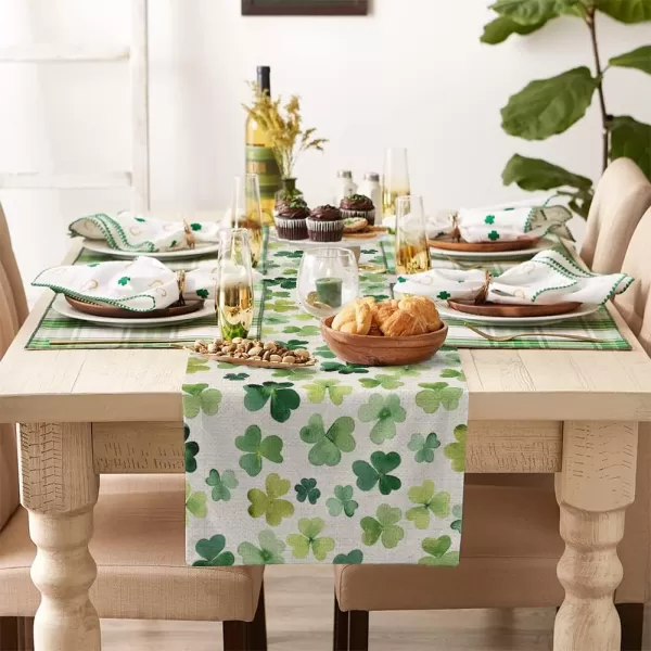 ARKENY St Patricks Day Green Shamrock Placemats 12X18 Inches Set of 4 Spring Seasonal Holiday Decor for Dining Table Indoor Home Farmhouse Tabletop Decoration AP252table runner 13X72