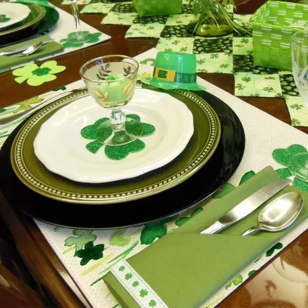 ARKENY St Patricks Day Green Shamrock Placemats 12X18 Inches Set of 4 Spring Seasonal Holiday Decor for Dining Table Indoor Home Farmhouse Tabletop Decoration AP252placemats 12X18