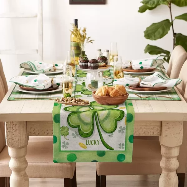 ARKENY St Patricks Day Lucky Green Shamrock Table Runner 72 Inches Gold Spring Seasonal Holiday Decor for Dining Table Indoor Home Farmhouse Tabletop Decoration AT392ARKENY St Patricks Day Lucky Green Shamrock Table Runner 72 Inches Gold Spring Seasonal Holiday Decor for Dining Table Indoor Home Farmhouse Tabletop Decoration AT392