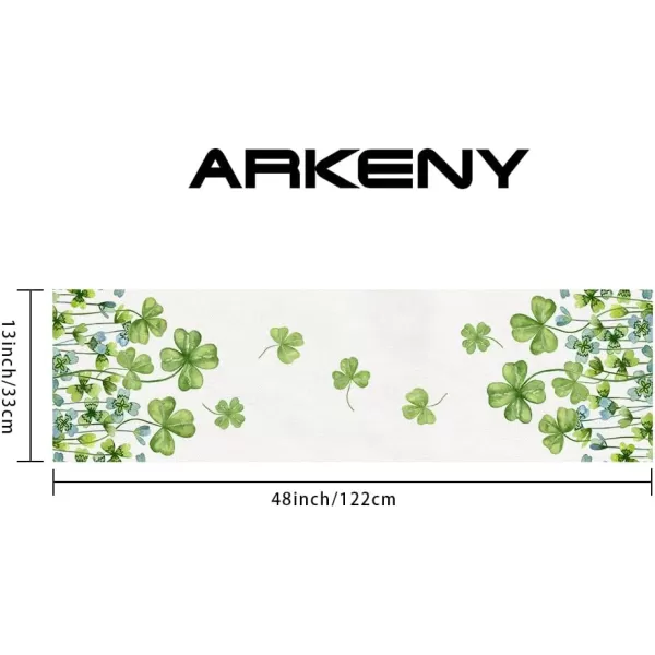 ARKENY St Patricks Day Placemats 12x18 Inches Set of 4 Green Shamrock Spring Seasonal Farmhouse Burlap Indoor Kitchen Dining Table Mats Decorations for Home Party AP5484Green Table Runner  13X48