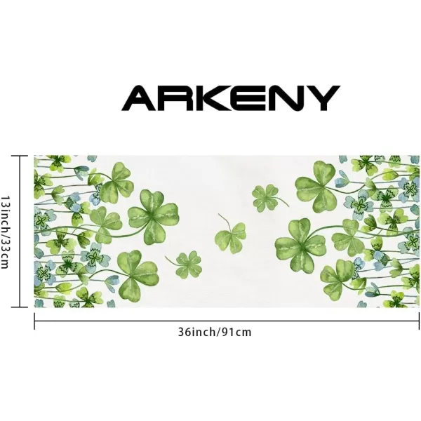 ARKENY St Patricks Day Placemats 12x18 Inches Set of 4 Green Shamrock Spring Seasonal Farmhouse Burlap Indoor Kitchen Dining Table Mats Decorations for Home Party AP5484Green Table Runner  13X36