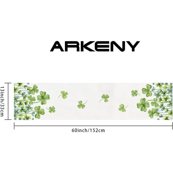 ARKENY St Patricks Day Placemats 12x18 Inches Set of 4 Green Shamrock Spring Seasonal Farmhouse Burlap Indoor Kitchen Dining Table Mats Decorations for Home Party AP5484Green Table Runner  13X60