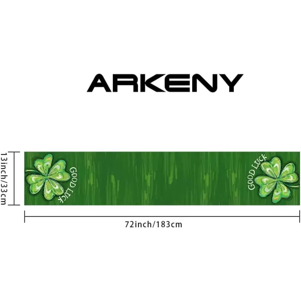 ARKENY St Patricks Day Placemats 12x18 Inches Set of 4 Shamrock Good Luck Spring Seasonal Farmhouse Burlap Green Indoor Kitchen Dining Table Mats Decorations for Home Party AP5404Green Table Runner  13X72