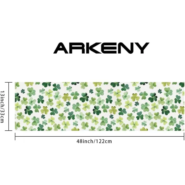 ARKENY St Patricks Day Placemats 12x18 Inches Set of 4 Shamrock Green Spring Seasonal Farmhouse Burlap Indoor Kitchen Dining Table Mats Decorations for Home Party AP3934Green Table Runner  13X48