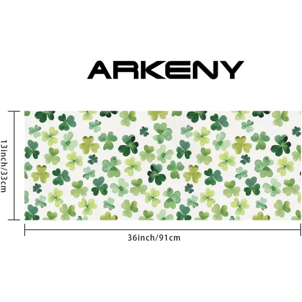 ARKENY St Patricks Day Placemats 12x18 Inches Set of 4 Shamrock Green Spring Seasonal Farmhouse Burlap Indoor Kitchen Dining Table Mats Decorations for Home Party AP3934Green Table Runner  13X36