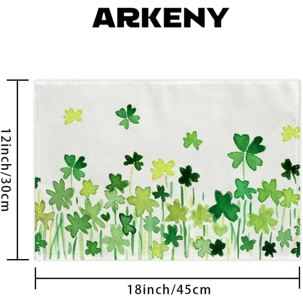 ARKENY St Patricks Day Placemats 12x18 Inches Set of 4 Shamrock Green Spring Seasonal Farmhouse Burlap Indoor Kitchen Dining Table Mats Decorations for Home Party AP3934Apple Green Placemats Set of 6  12X18