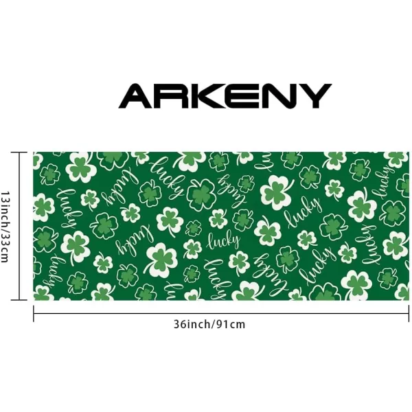 ARKENY St Patricks Day Placemats 12x18 Inches Set of 4 Shamrock Spring Seasonal Farmhouse Burlap Green Indoor Kitchen Dining Table Mats Decorations for Home Party AP5374Green Table Runner  13X36