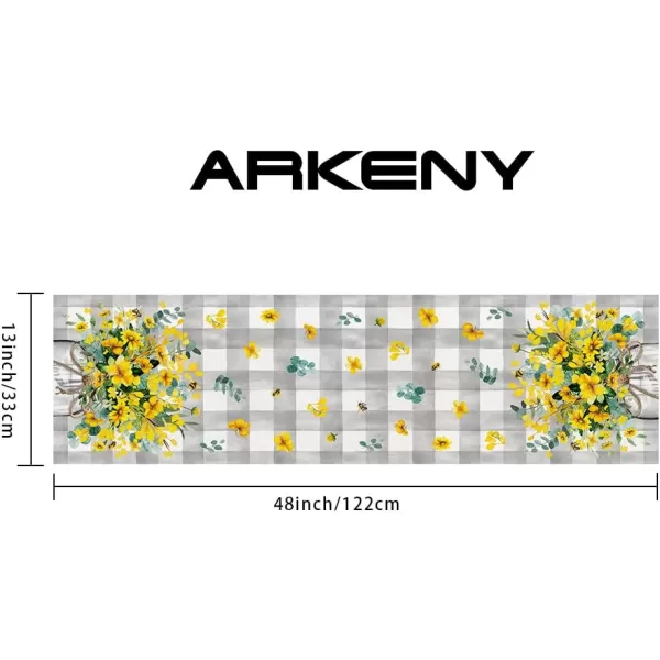 ARKENY Summer Placemats 12x18 Inches Set of 4 Flower Bee Eucalyptus Yellow Spring Seasonal Farmhouse Buffalo Plaid Burlap Indoor Anniversary Table Mats Decor for Home Party AP6024Yellow