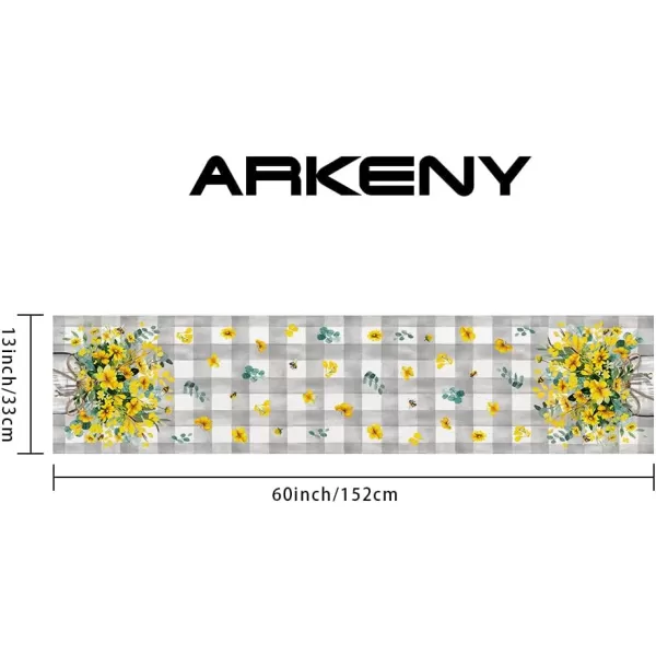 ARKENY Summer Placemats 12x18 Inches Set of 4 Flower Bee Eucalyptus Yellow Spring Seasonal Farmhouse Buffalo Plaid Burlap Indoor Anniversary Table Mats Decor for Home Party AP6024Yellow