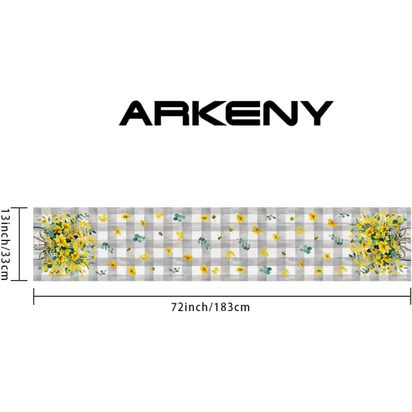 ARKENY Summer Placemats 12x18 Inches Set of 4 Flower Bee Eucalyptus Yellow Spring Seasonal Farmhouse Buffalo Plaid Burlap Indoor Anniversary Table Mats Decor for Home Party AP6024Yellow